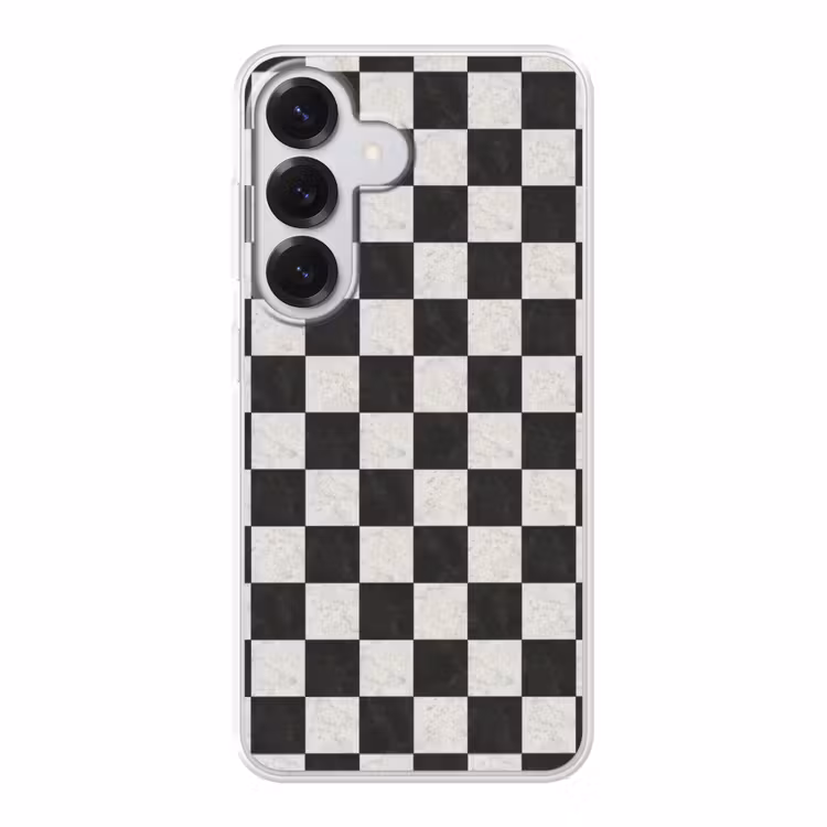 Dambord - Marmer - Zwart - Wit Telefoonhoesje Samsung Galaxy S26 klein 975 -3d