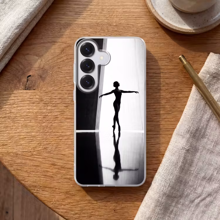 Danser - Silhouette - Kunst - Modern - Zwart-wit Telefoonhoesje Samsung Galaxy S26 klein -sfeer1