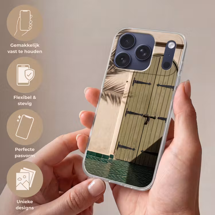 Deur - Hout - Architectuur - Groen - Rustiek Telefoonhoesje iPhone 17 Pro klein -sfeer3_NL