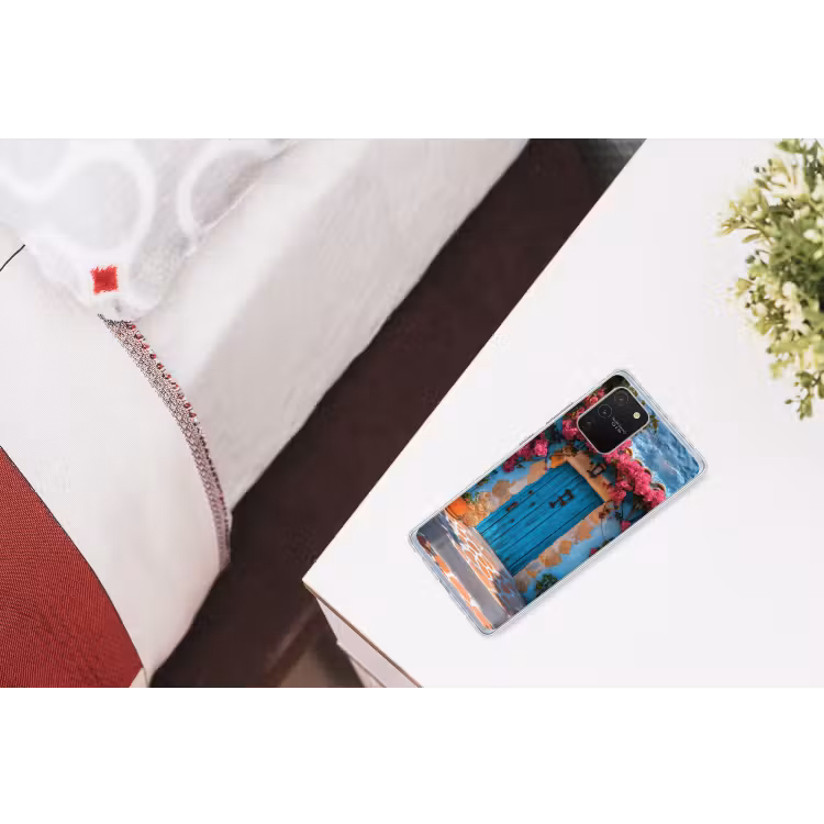 Deur - Hout - Bloemen - Blauw Telefoonhoesje Samsung Galaxy S10 Lite klein -kamerS10Lite