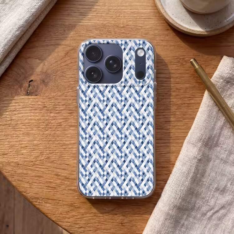 Diamant - Patroon - Blauw - Wit Telefoonhoesje iPhone 17 Pro klein 878 -sfeer1