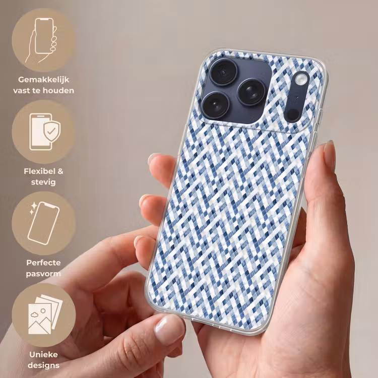 Diamant - Patroon - Blauw - Wit Telefoonhoesje iPhone 17 Pro klein 878 -sfeer3_NL