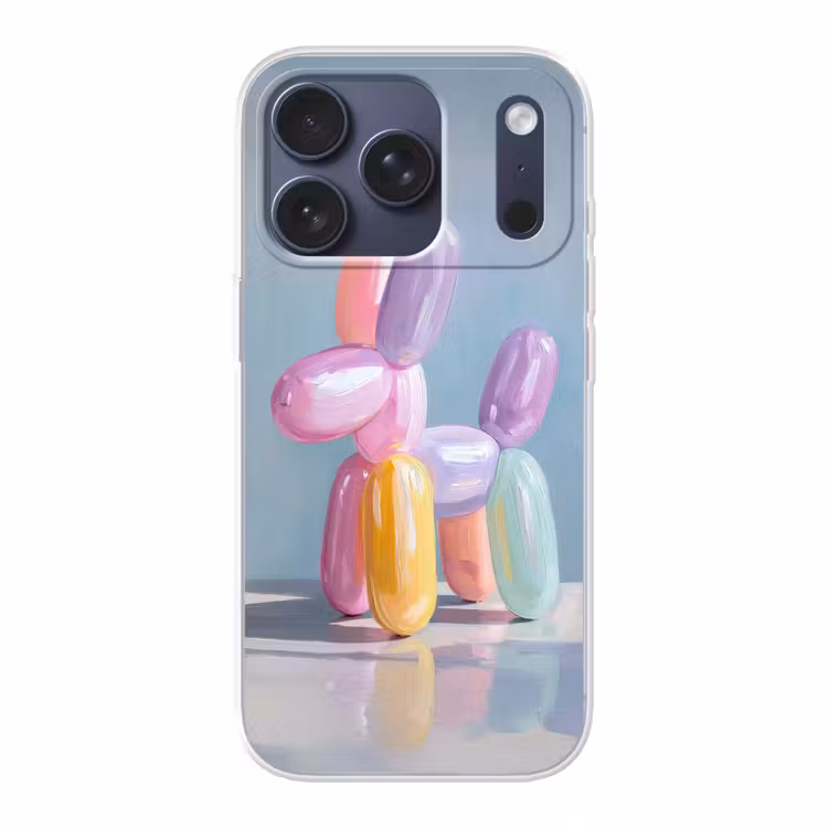 Dier - Ballon - Pasteltinten - Glanzend Telefoonhoesje iPhone 17 Pro klein -3d