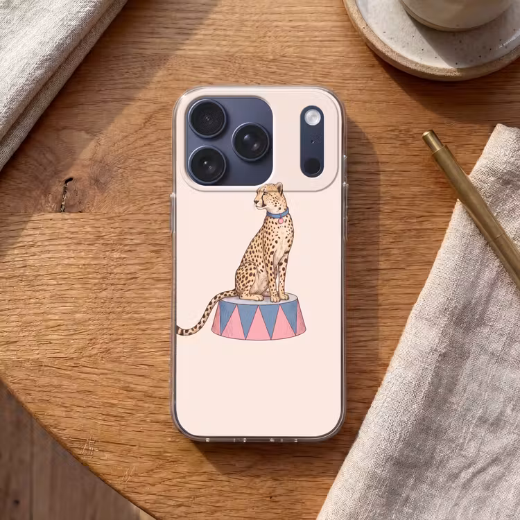 Dieren - Circus - Illustratie - Vintage - Roze Telefoonhoesje iPhone 17 Pro klein -sfeer1