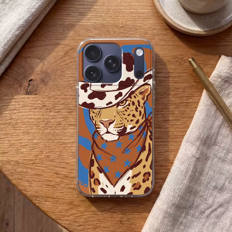 Dieren - Cowboyhoed - Modern - Illustratie - Bruin Telefoonhoesje iPhone 17 Pro klein -sfeer1