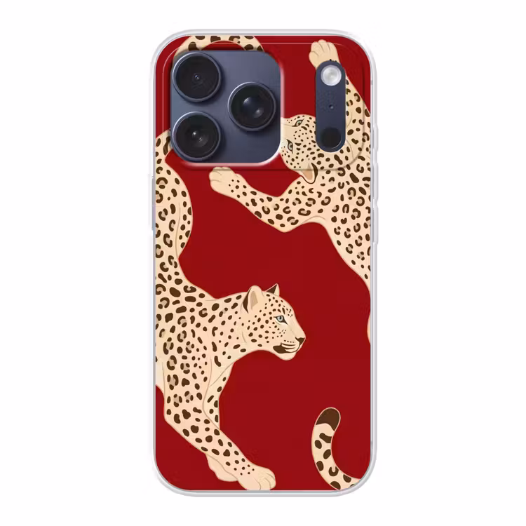 Dieren - Luipaard - Abstract - Rood - Modern Telefoonhoesje iPhone 17 Pro klein -3d