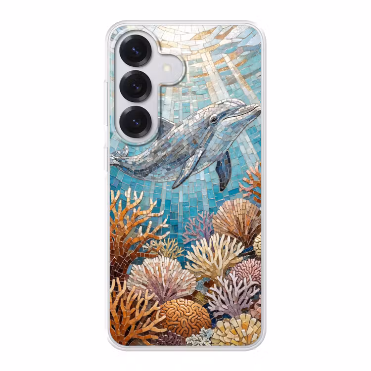 Dieren - Mozaïek - Oceaan - Koraal - Blauw Telefoonhoesje Samsung Galaxy S26 klein -3d