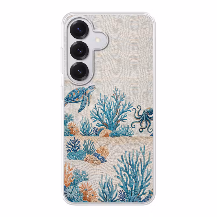 Dieren - Onderwater - Natuur - Mozaïek - Blauw Telefoonhoesje Samsung Galaxy S26 klein -3d