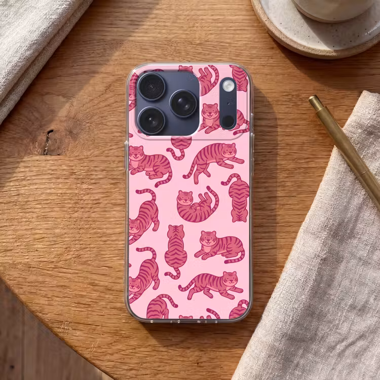 Dieren - Patroon - Roze - Speels - Cartoon Telefoonhoesje iPhone 17 Pro klein -sfeer1