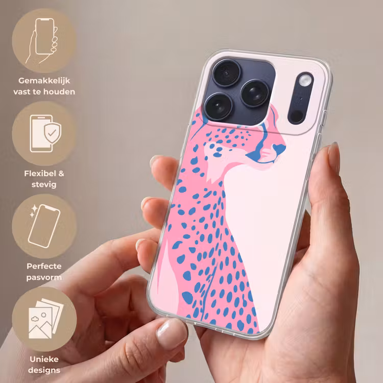 Dieren - Profiel - Abstract - Roze - Blauw Telefoonhoesje iPhone 17 Pro klein -sfeer3_NL