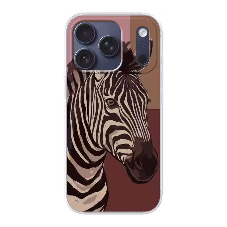 Dieren - Zebrahoofd - Wildlife - Modern - Bruin Telefoonhoesje iPhone 17 Pro klein -3d