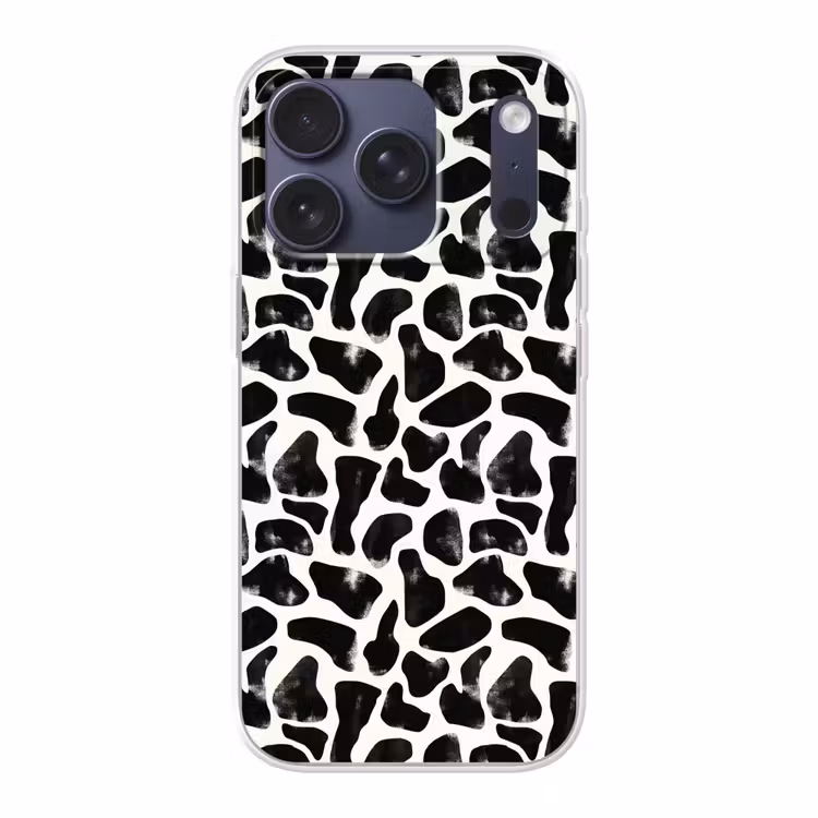 Dierenpatroon - Vlekken - Zwart - Wit Telefoonhoesje iPhone 17 Pro klein 878 -3d