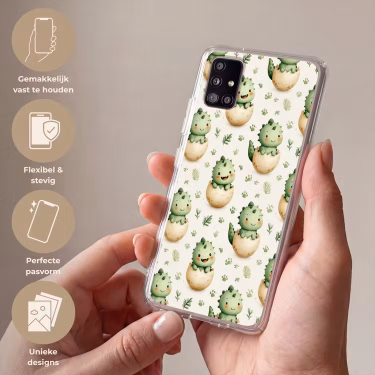 Dino - Eieren - Groen Telefoonhoesje Samsung Galaxy A51 5G klein 373 -sfeer3_NL