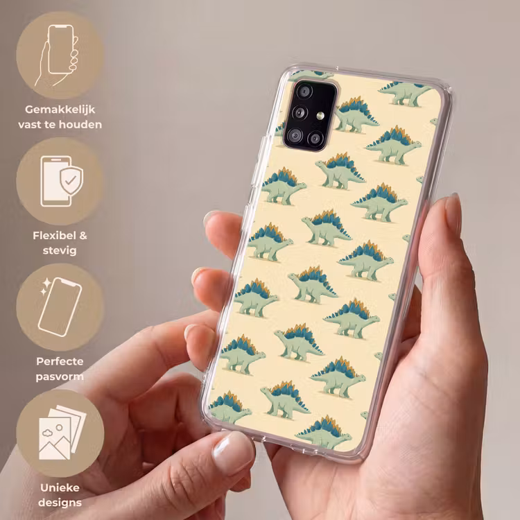 Dino - Patroon - Groen Telefoonhoesje Samsung Galaxy A51 5G klein 373 -sfeer3_NL