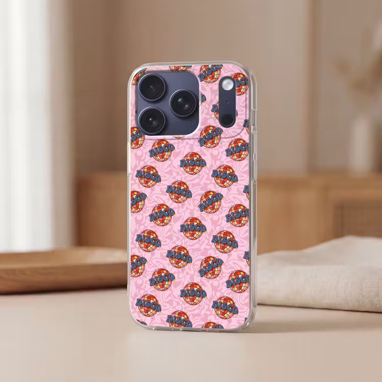 Disco - Bal - Patroon - Roze Telefoonhoesje iPhone 17 Pro klein 878 -sfeer2