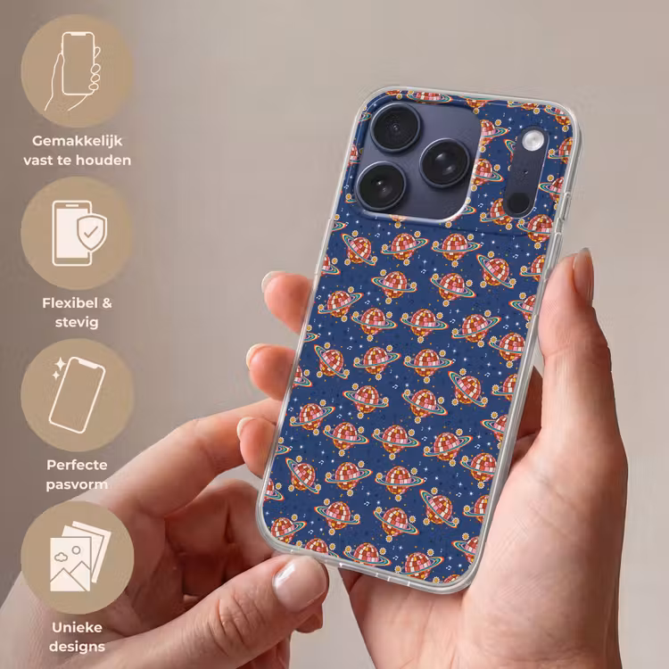 Disco - Blauw - Patroon Telefoonhoesje iPhone 17 Pro klein 878 -sfeer3_NL