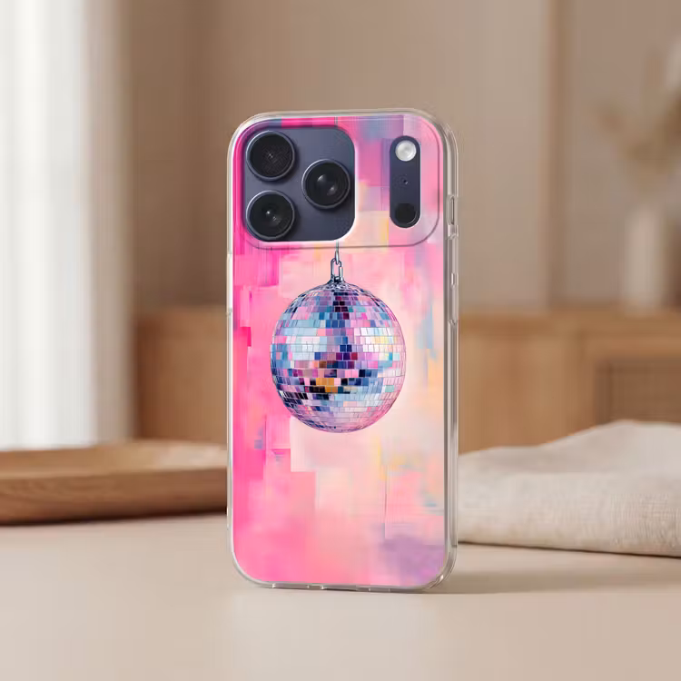 Discobal - Pink - Verf Telefoonhoesje iPhone 17 Pro klein -sfeer2