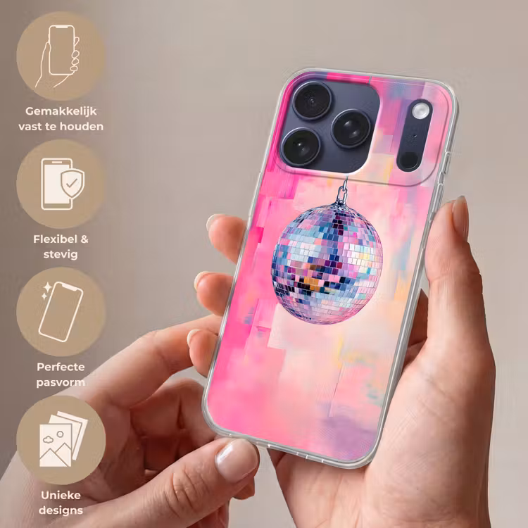 Discobal - Pink - Verf Telefoonhoesje iPhone 17 Pro klein -sfeer3_NL
