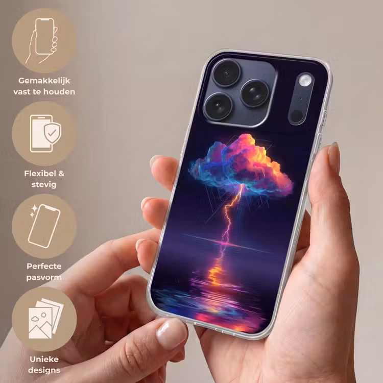 Donderwolk - Bliksemschicht - Licht - Blauw Telefoonhoesje iPhone 17 Pro klein -sfeer3_NL