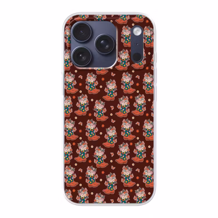 Donker - Cowboy - Laars - Patroon Telefoonhoesje iPhone 17 Pro klein 878 -3d