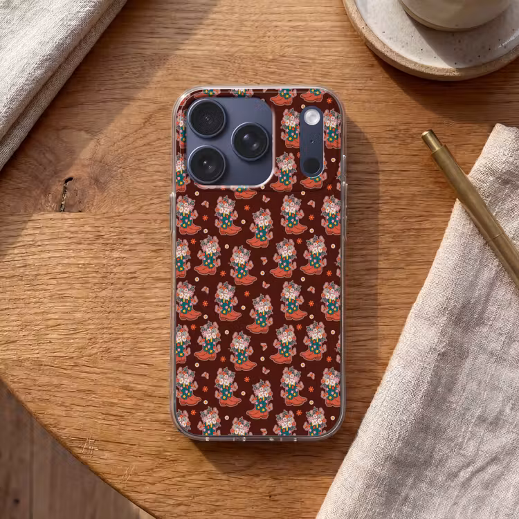 Donker - Cowboy - Laars - Patroon Telefoonhoesje iPhone 17 Pro klein 878 -sfeer1
