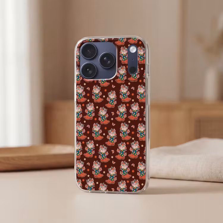 Donker - Cowboy - Laars - Patroon Telefoonhoesje iPhone 17 Pro klein 878 -sfeer2