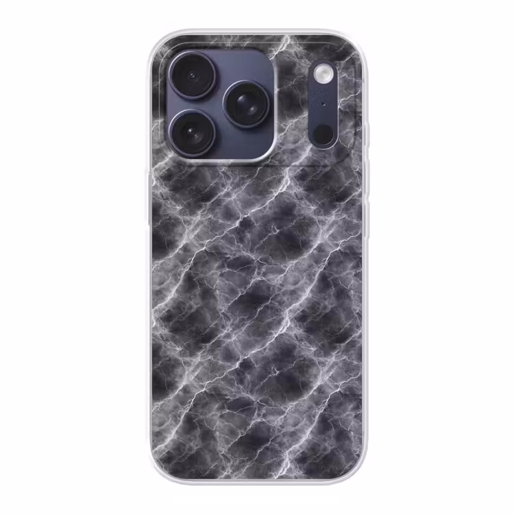 Donkergrijs - Bliksem - Marmer Telefoonhoesje iPhone 17 Pro klein 878 -3d