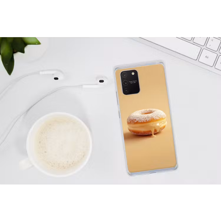 Donut - Romig - Poedersuiker - Beige Telefoonhoesje Samsung Galaxy S10 Lite klein -oordopS10Lite
