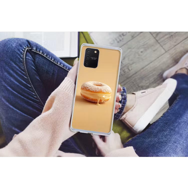 Donut - Romig - Poedersuiker - Beige Telefoonhoesje Samsung Galaxy S10 Lite klein -handS10Lite