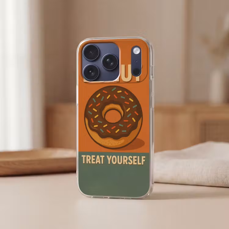 Donut - Spikkels - Kleurrijk - Quote Telefoonhoesje iPhone 17 Pro klein -sfeer2