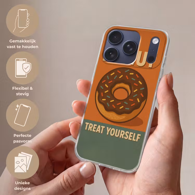 Donut - Spikkels - Kleurrijk - Quote Telefoonhoesje iPhone 17 Pro klein -sfeer3_NL