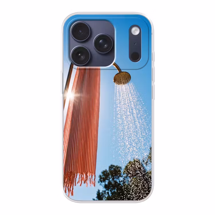 Douche - Water - Zomer - Blauw Telefoonhoesje iPhone 17 Pro klein -3d
