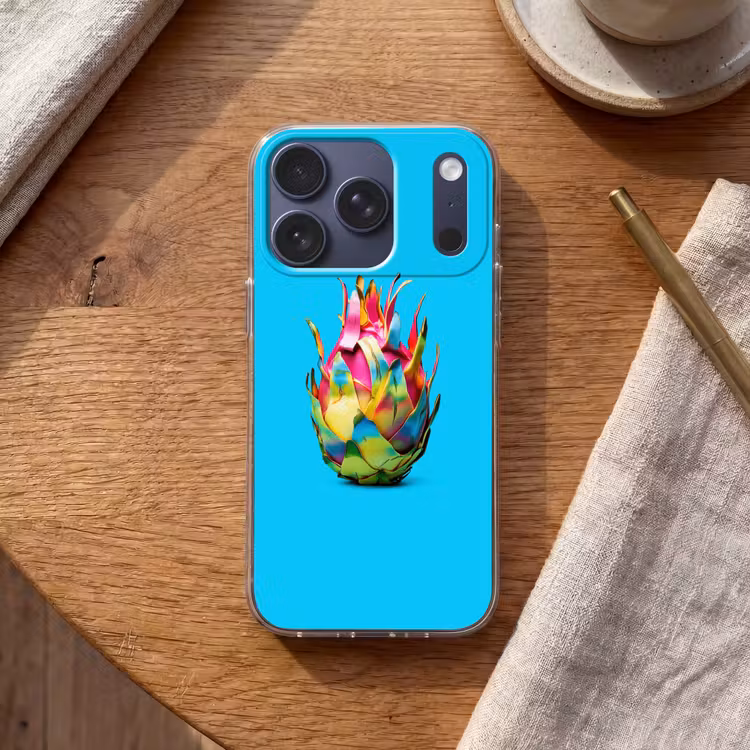 Drakenfruit - Blauw - Levendig Telefoonhoesje iPhone 17 Pro klein -sfeer1