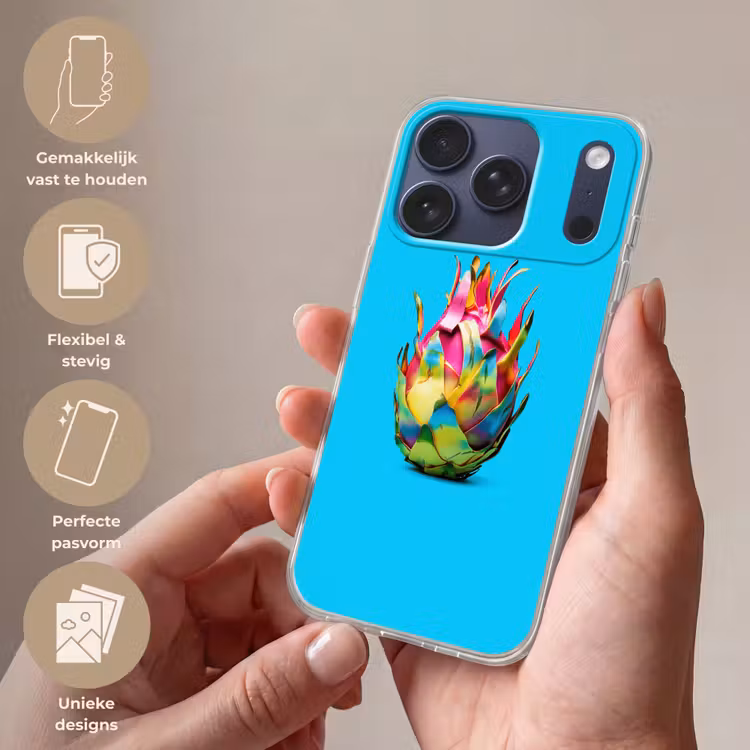 Drakenfruit - Blauw - Levendig Telefoonhoesje iPhone 17 Pro klein -sfeer3_NL