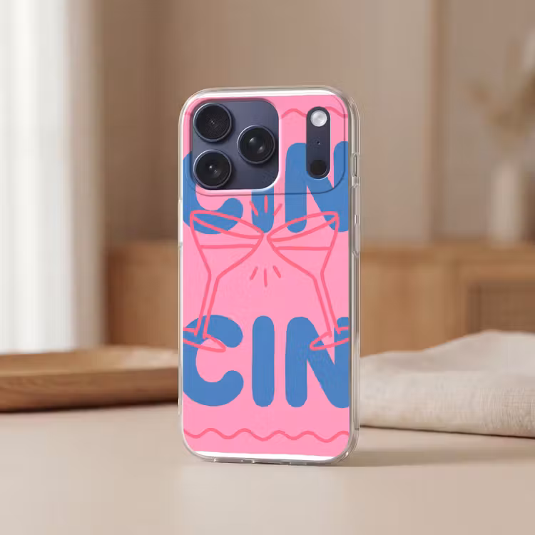 Drank - Glazen - Proost - Modern - Roze Telefoonhoesje iPhone 17 Pro klein -sfeer2