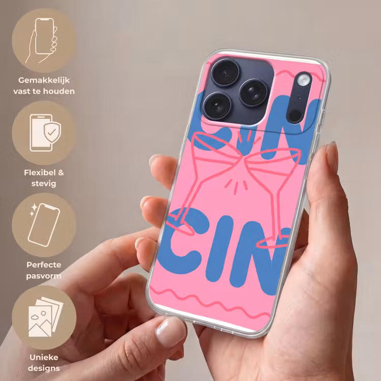 Drank - Glazen - Proost - Modern - Roze Telefoonhoesje iPhone 17 Pro klein -sfeer3_NL
