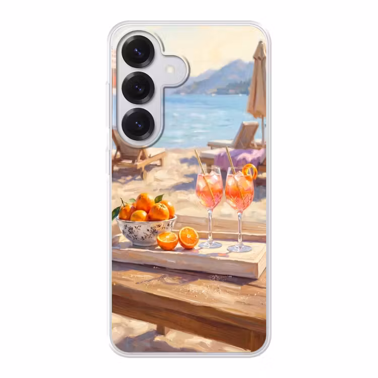 Drank - Glazen - Strand - Zomer - Oranje Telefoonhoesje Samsung Galaxy S26 klein -3d
