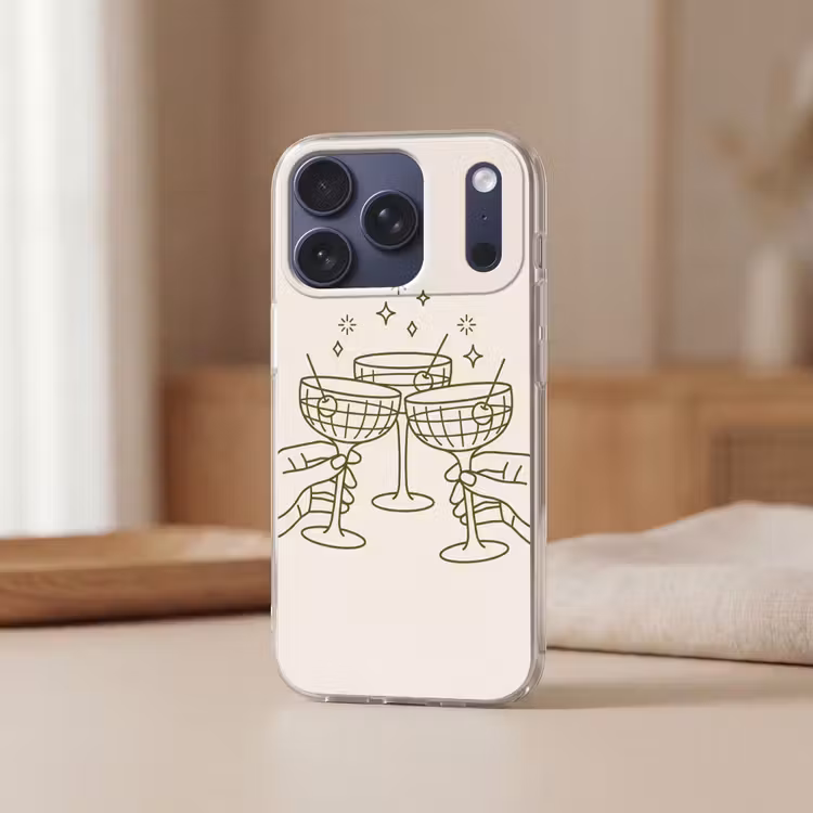 Drankjes - Feest - Proosten - Minimalistisch - Groen Telefoonhoesje iPhone 17 Pro klein -sfeer2