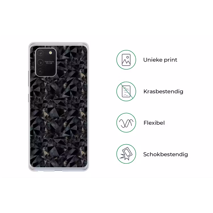 Driehoeken - Abstract - Donker Telefoonhoesje Samsung Galaxy S10 Lite klein 364 -specsS10Lite