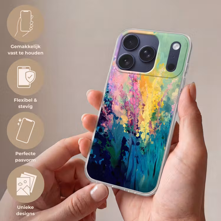 Dromerige - Langgerekte bloemen Telefoonhoesje iPhone 17 Pro klein -sfeer3_NL