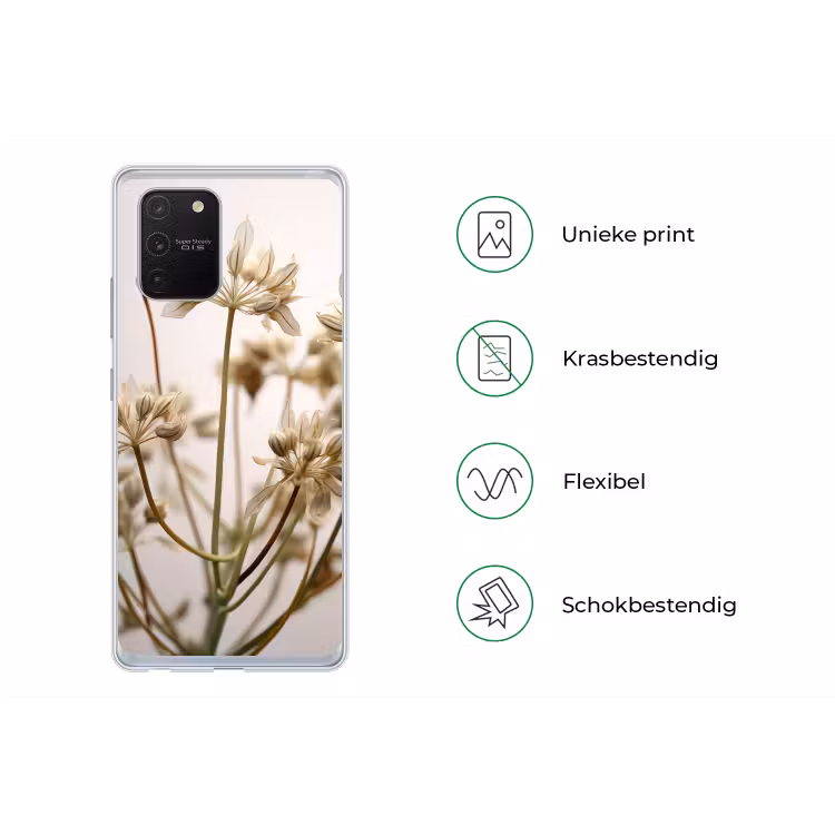 Droogbloemen - Beige - Wit - Planten Telefoonhoesje Samsung Galaxy S10 Lite klein -specsS10Lite