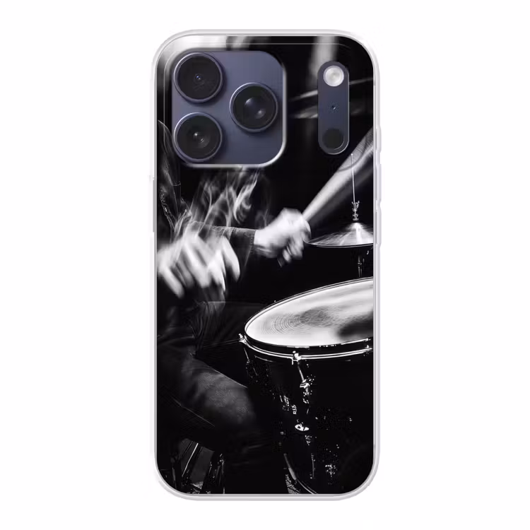 Drummer - Zwart - Drumstel Telefoonhoesje iPhone 17 Pro klein -3d