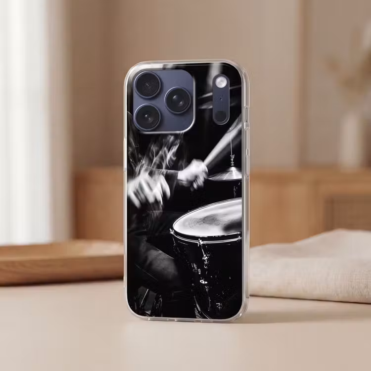 Drummer - Zwart - Drumstel Telefoonhoesje iPhone 17 Pro klein -sfeer2