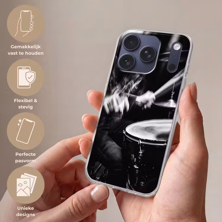 Drummer - Zwart - Drumstel Telefoonhoesje iPhone 17 Pro klein -sfeer3_NL