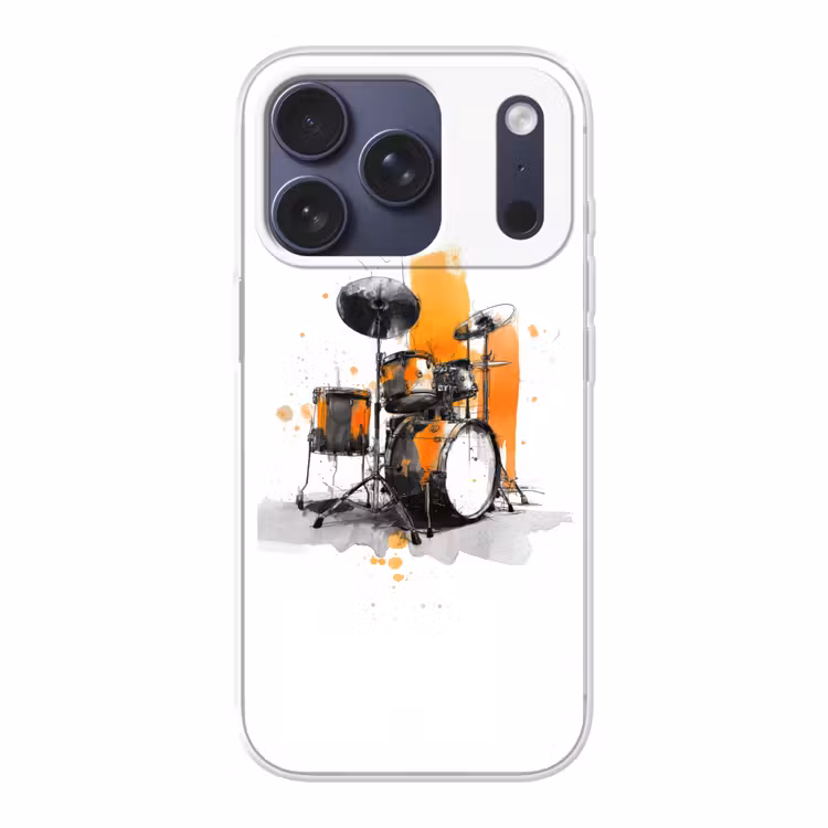 Drumstel - Oranje - Zwart - Aquarelverf Telefoonhoesje iPhone 17 Pro klein -3d