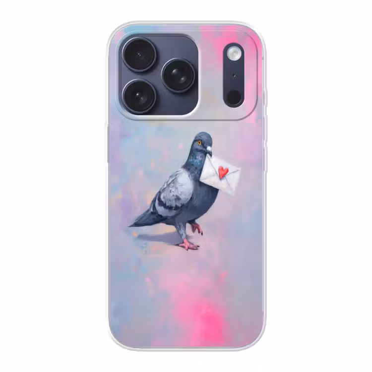Duif - Envelop - Paars Telefoonhoesje iPhone 17 Pro klein -3d