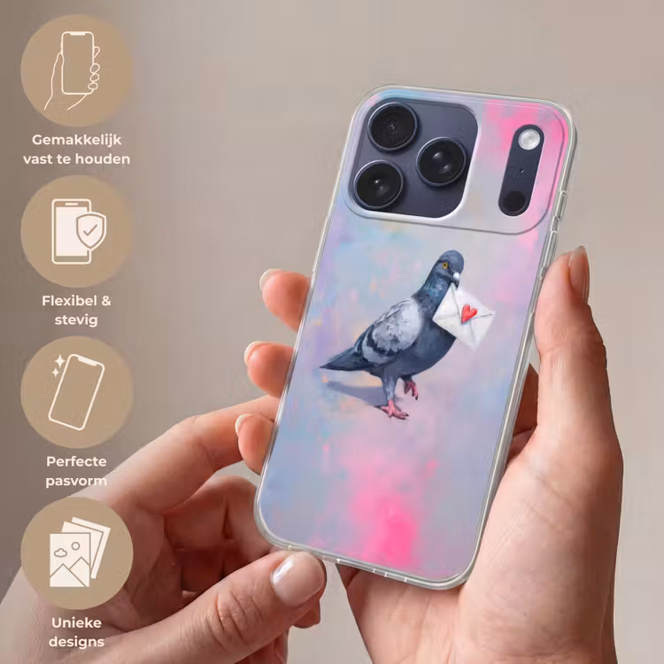 Duif - Envelop - Paars Telefoonhoesje iPhone 17 Pro klein -sfeer3_NL