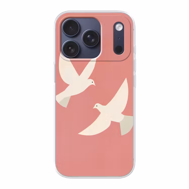 Duiven - Wit - Sierlijk Telefoonhoesje iPhone 17 Pro klein -3d
