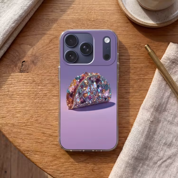 Edelstenen - Glitters - Paars - Kleurrijk Telefoonhoesje iPhone 17 Pro klein -sfeer1