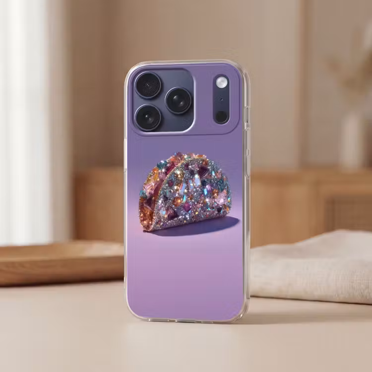 Edelstenen - Glitters - Paars - Kleurrijk Telefoonhoesje iPhone 17 Pro klein -sfeer2